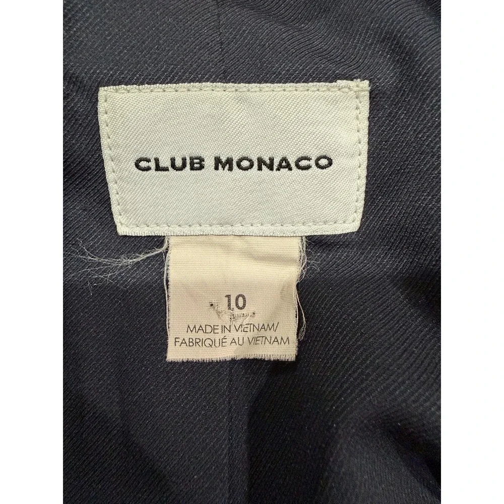 Club Monaco Floral Jacquard Mixed Media Navy Wool Blend Blazer 10 00701712